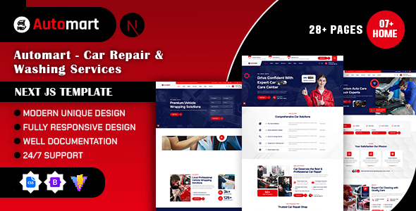 Automart - Car Repair & Washing Services Next js Template by weblayout