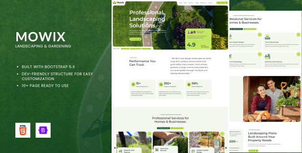 Mowix - Landscaping & Gardening HTML Bootstrap Template by Fox_Creation