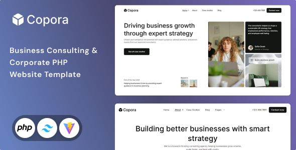 Copora - Business Consulting PHP & Tailwind CSS 4  Template by Unifato