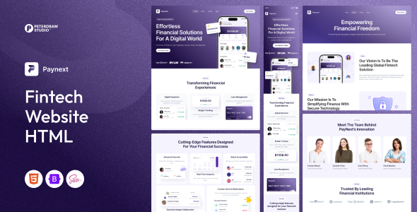 Paynext - Modern Fintech Website HTML Template by peterdraw