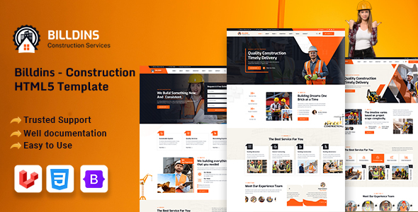 Billdins - Laravel 12 Construction & Business Template by themehealer