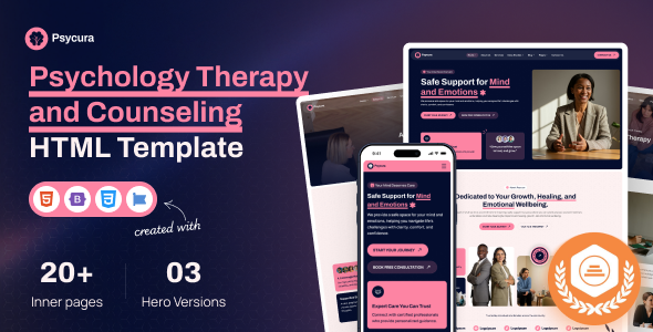 Psycura - Psychology, Therapy and Counseling HTML Template by siddhiinfosoft
