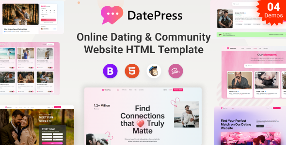 DatePress - Online Dating & Community Website HTML Template by spider-themes