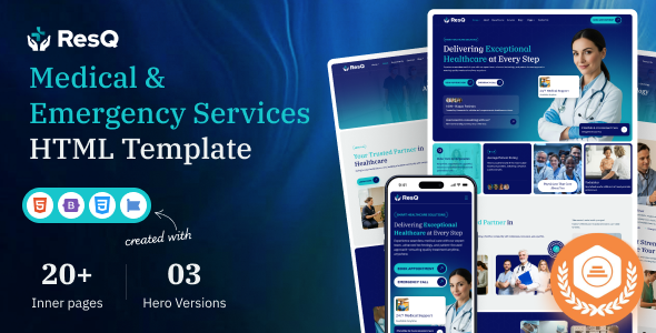 ResQ - Medical & Emergency Services HTML Template by siddhiinfosoft