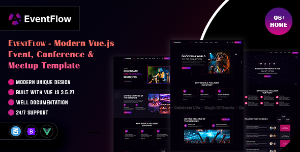 Eventflow – Modern Vue.js Event, Conference & Meetup Template by scriptfusions