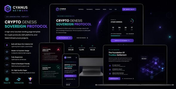Cyanus Crypto - ICO Landing React Template by theme_crazy