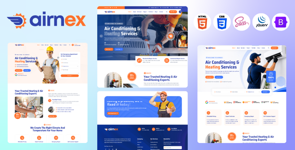 Airnex - Air Conditioning & Heating Services HTML5 Template by LunarTemp