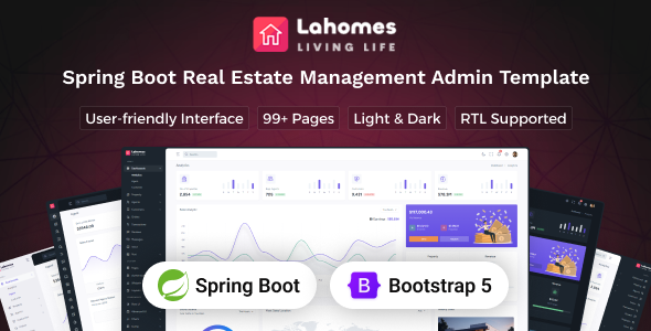 Lahomes - Spring Boot Real Estate Management Admin & Dashboard Template by Techzaa