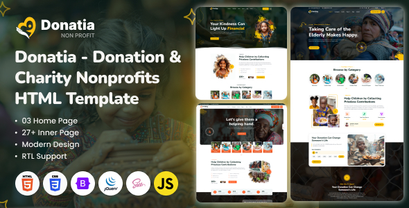 Donatia - Donation & Charity Nonprofit HTML Template by NarzoTech