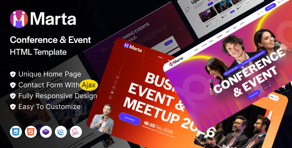 Marta - Conference & Event HTML Template by themeholy