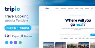 Tripio - Travel Booking Website | NuxtJS Tailwind Template by brandio