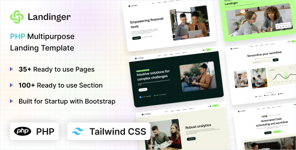 Landinger – Tailwind CSS Multipurpose PHP Landing Page Template by coderthemes