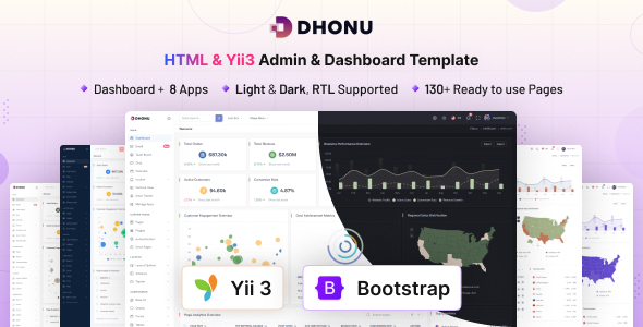 Dhonu - HTML & Yii 3 Minimal Admin & Dashboard Template by themesdesign