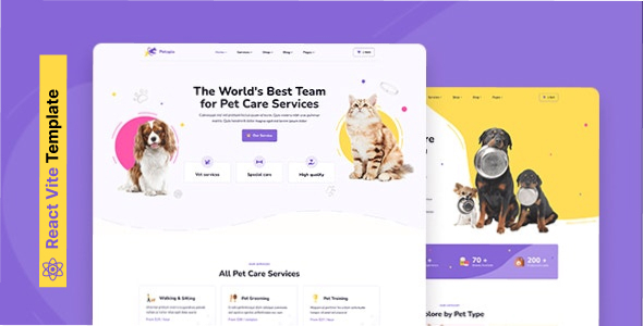 Petopia – Pet Care Service React Template by unlockdesign