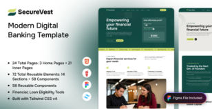 SecureVest - Modern Digital Banking & Financial Services HTML Template by electronthemes