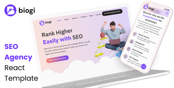 SEO Agency React Template - Biogi by DelicateThemes