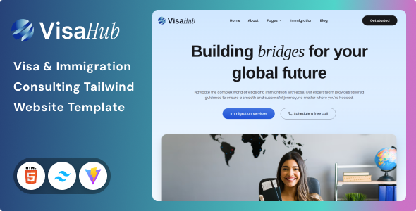 VisaHub - Visa & Immigration Consulting Tailwind CSS 4 Template by Unifato