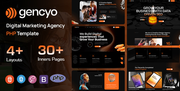 Gencyo - Digital Marketing Agency PHP Template by KodeSolution