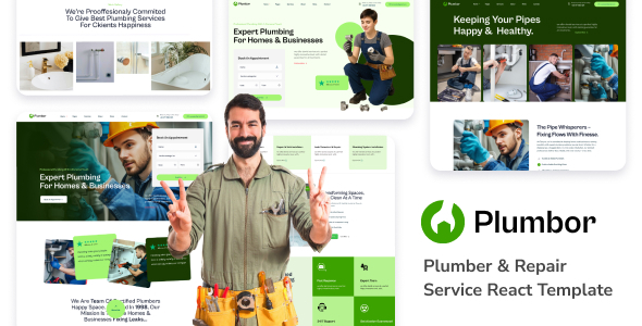 Plumbor - Plumber Service React Template by wpoceans