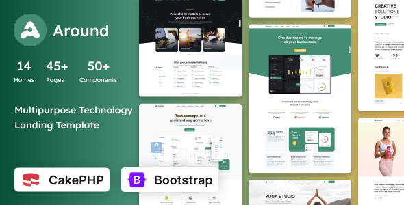 Around - SaaS, Startup & Technology CakePHP Landing Template by themesdesign
