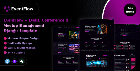 EventFlow – Event, Conference & Meetup Management Django Template by codearchives