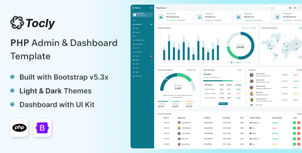 Tocly - PHP Admin & Dashboard Template by themesdesign