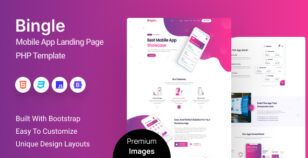 Bingle - Mobile App Landing Page PHP Template by zcubethemes