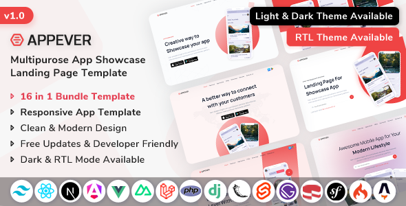 Appever - Multipurpose App Landing & Showcase Template by ShreeThemes