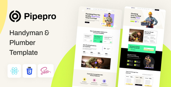 Pipepro - Handyman & Plumber React Template by Thememx