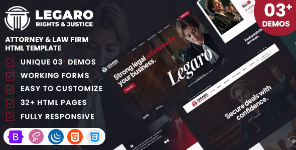 Legaro - Attorney & Law Firm HTML Template by WebsiteLayout