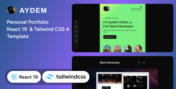 Aydem - Personal Portfolio React 19 & Tailwind CSS Template by Unifato