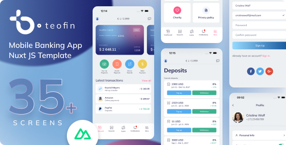 Teofin – Nuxt 4 PWA Banking & Finance Template by George_Fx