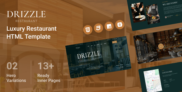 Drizzle - Luxury Restaurant HTML Template by zcubethemes