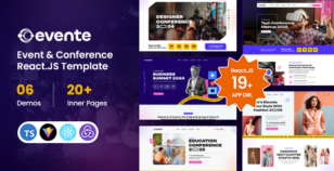 Evente - Conference and Event ReactJS Template by themeadapt