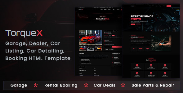 TorqueX - Garage, Dealer, Car Listing, Car Detailing, Booking HTML Template by ashishmaraviya