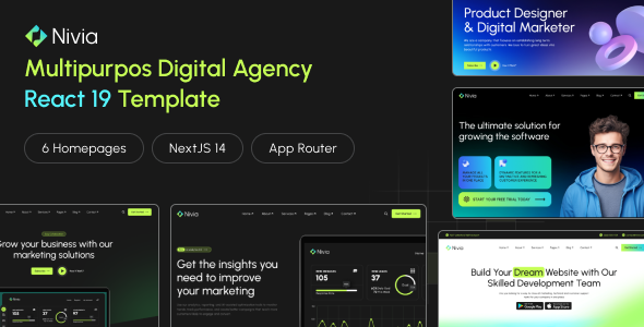Nivia - Multipurpose Digital Agency React 19 Template by alithemes