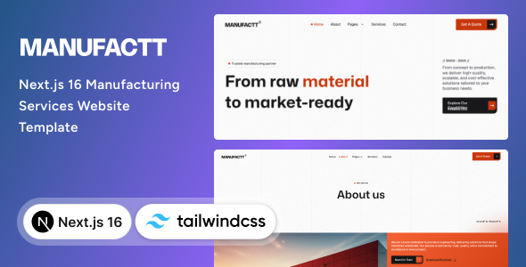 Manufactt - Manufacturing Services Next.js & Tailwind CSS Template by Unifato