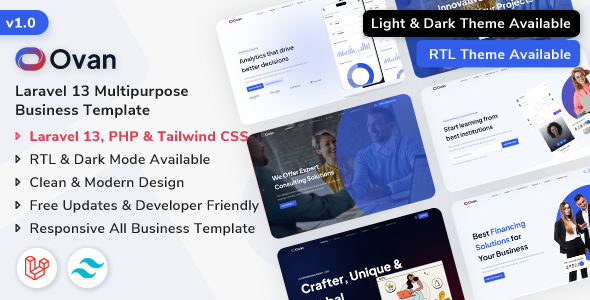 Ovan - Laravel 13 Multipurpose Business & Corporate Template by ShreeThemes