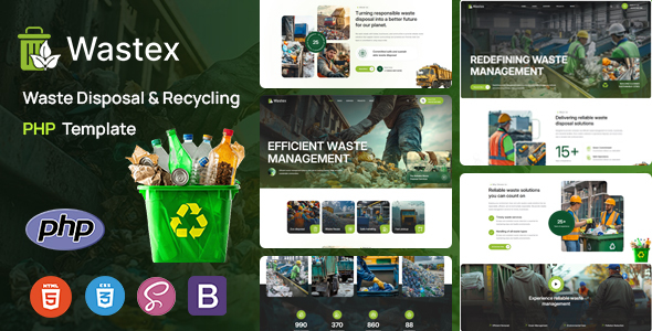 Wastex - Waste Disposal & Recycling PHP Template by KodeSolution