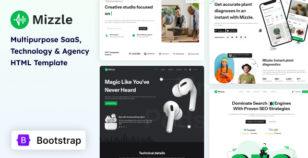 Mizzle - Multipurpose SaaS, Startup, Technology & Agency HTML Bootstrap Template by coderthemes