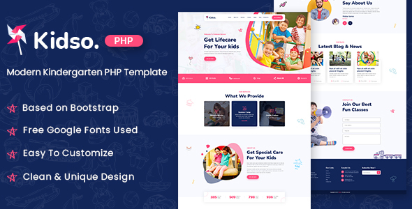 Kidso - Modern Kindergarten PHP Template by zcubethemes