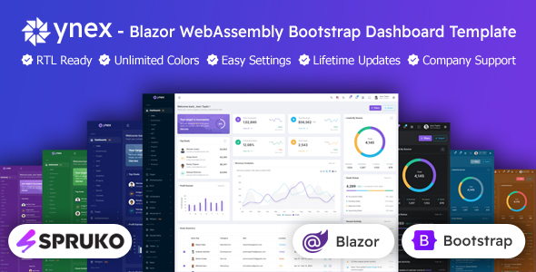 YNEX – Blazor WebAssembly Bootstrap Admin Dashboard Template by SPRUKO