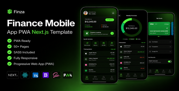Finza - Next.js Fintech Banking PWA App Template by dalonext
