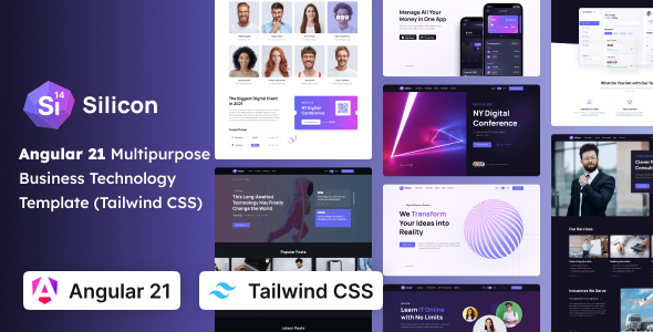 Silicon - Multipurpose Business, SaaS & Technology Tailwind CSS Angular 21 Template by coderthemes