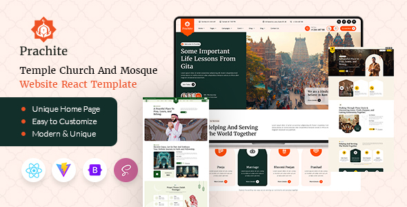 Prachite - Temple Church And Mosque Website React Template by pus_infotech