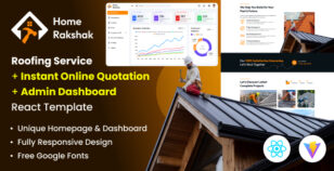 Roofing Service Website + Quotation Form + Admin Dashboard React Template - Home Rakshak by The_Krishna