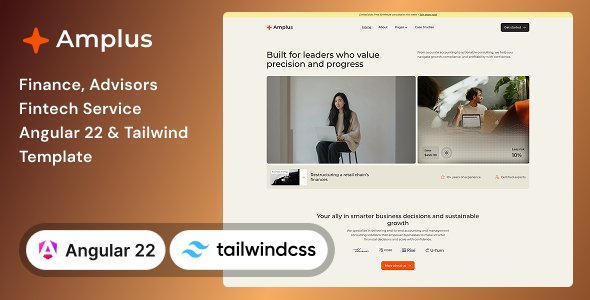 Amplus - Finance, Advisors Fintech Service Angular 22 & Tailwind CSS 4 Template by Unifato