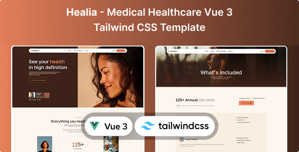 Healia - Medical Healthcare Vue 3 & Tailwind CSS Website Template by Unifato