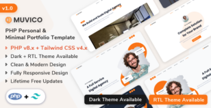 Muvico - PHP Personal & Minimal Portfolio Template by ShreeThemes