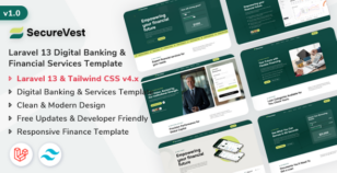SecureVest - Laravel 13 Digital Banking & Financial Services Template by ShreeThemes